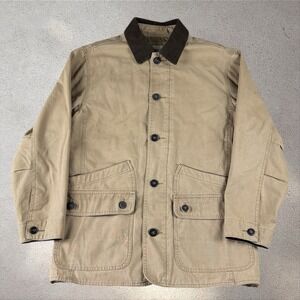 Orvis Jacket Mens Medium Chore Barn Coat Canvas Quilt Lined Corduroy Collar